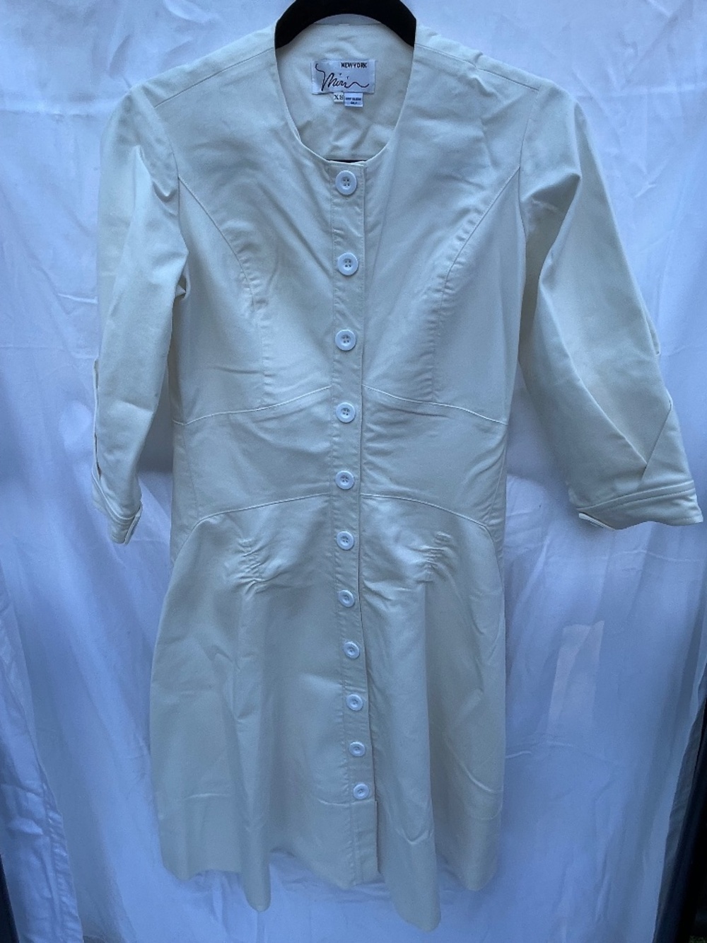 Vintage New York Mimi White Button Front Midi Dress XS